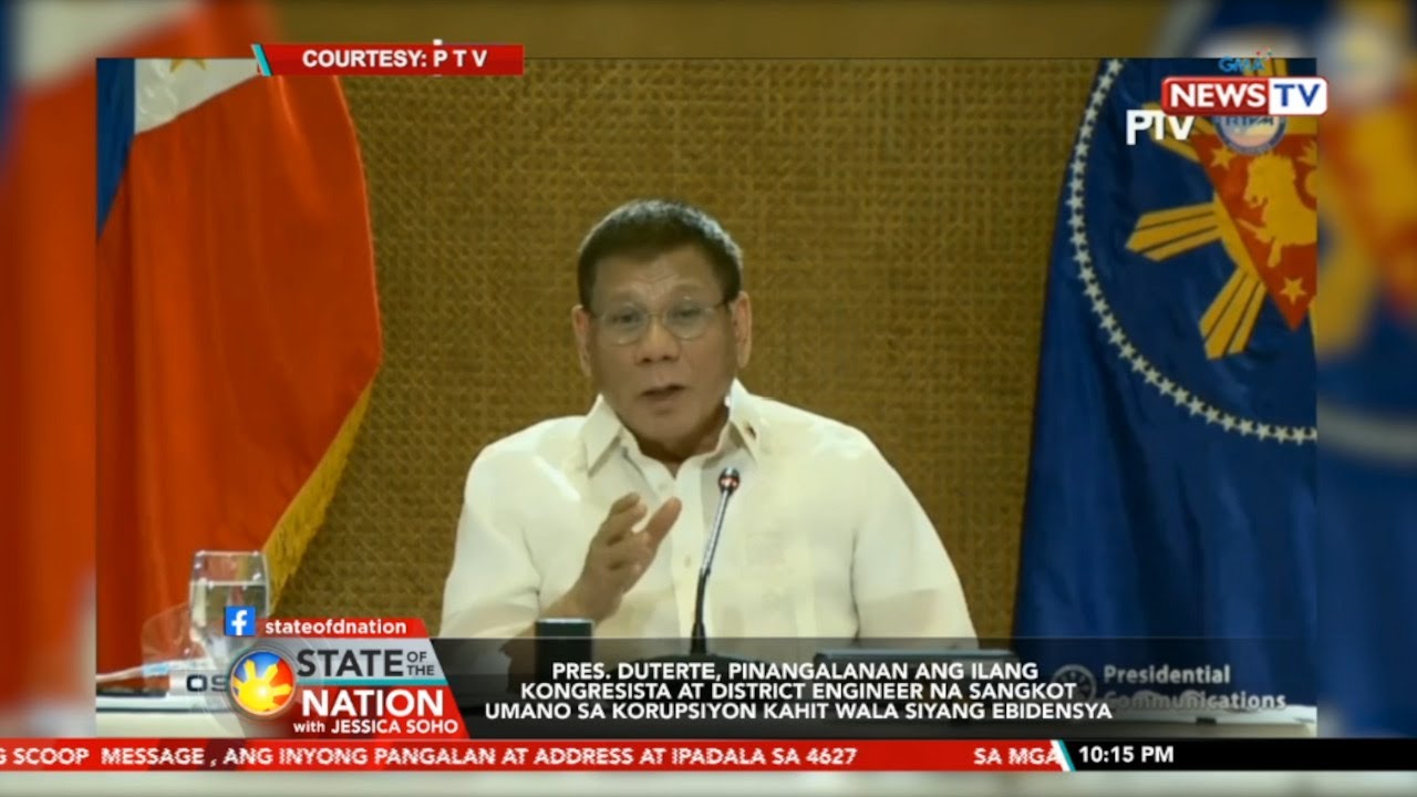 SONA: Duterte, pinangalanan ang mga kongresista at engineer na sangkot umano sa korapsyon