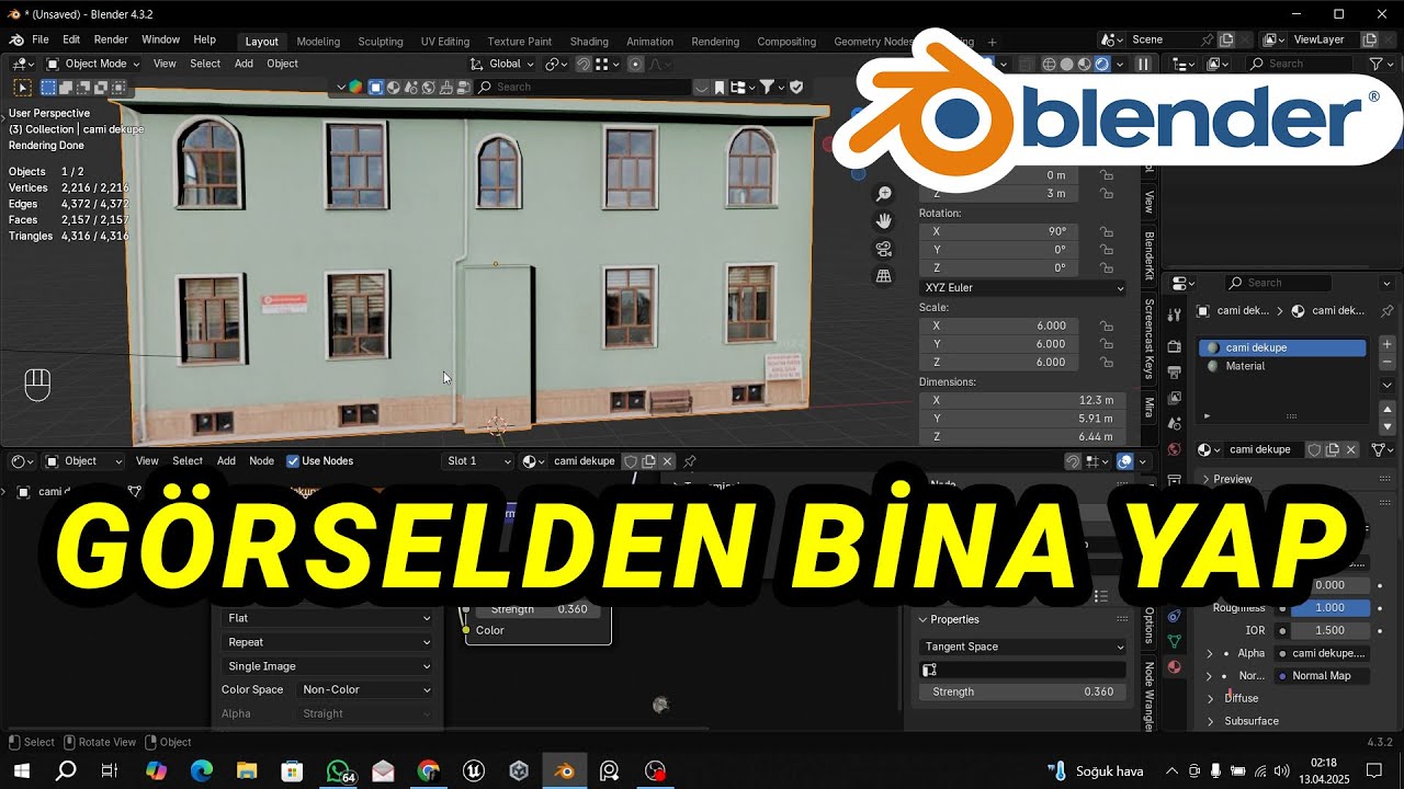 Blender'da Mesh Plane ile Bina Modelleme | Görselden bina yapımı