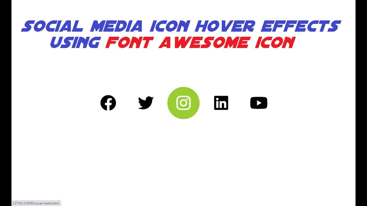 social media icon hover effects using font awesome icon (Only HTML & CSS)