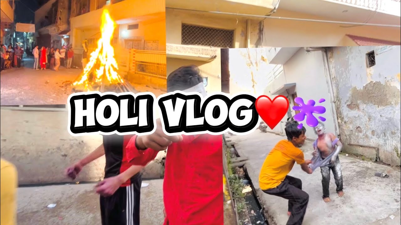 Full masti vlog🤧❤️ in playing Holi🫟☠️#holi 