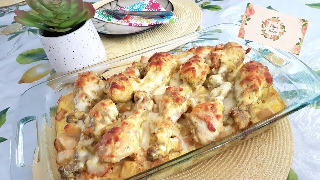 غراتان  الدجاج و البطاطا بالكريمة/ Gratin de poulet & pomme de terre à la crème fraîche