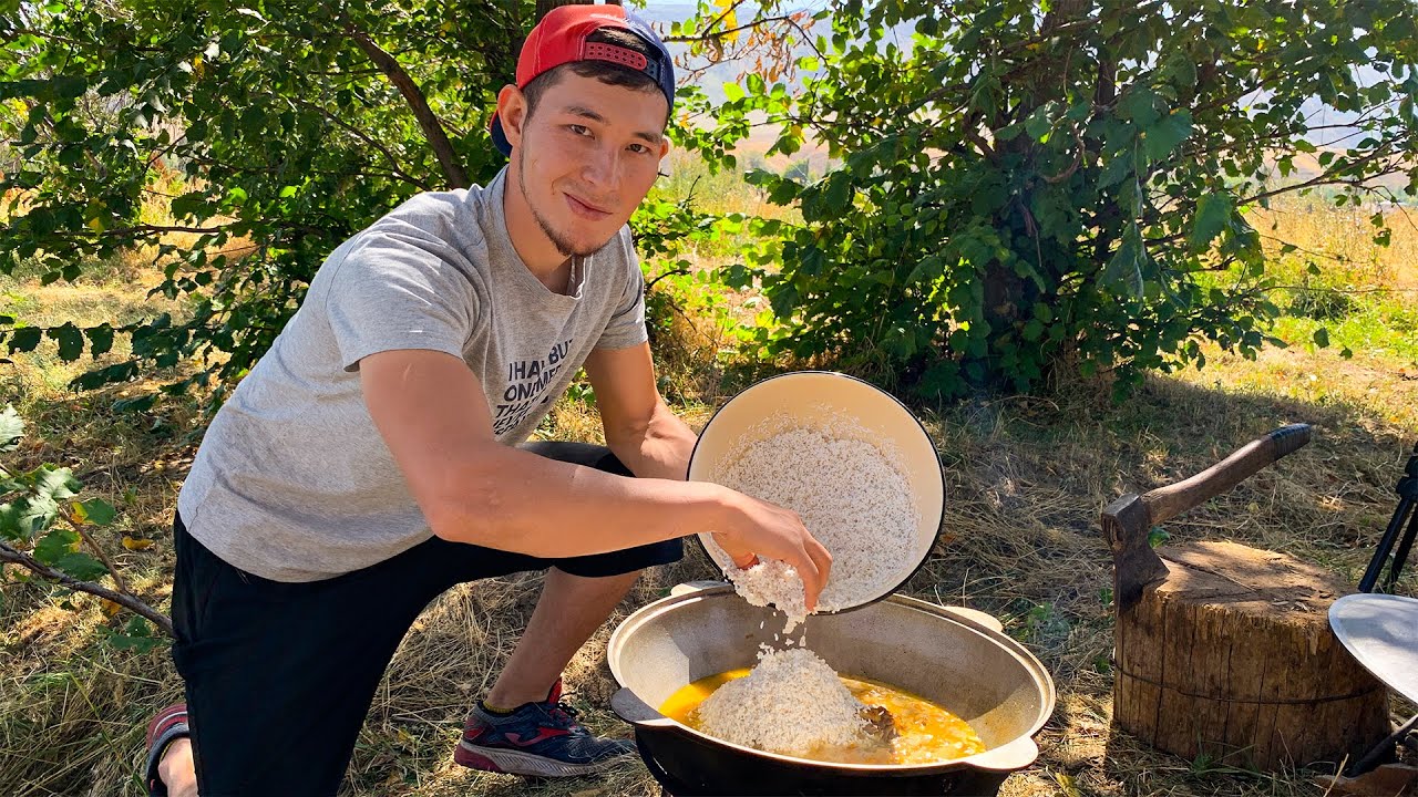Cooking Traditional Uzbek Pilaf On A Campfire | Village Life 2022