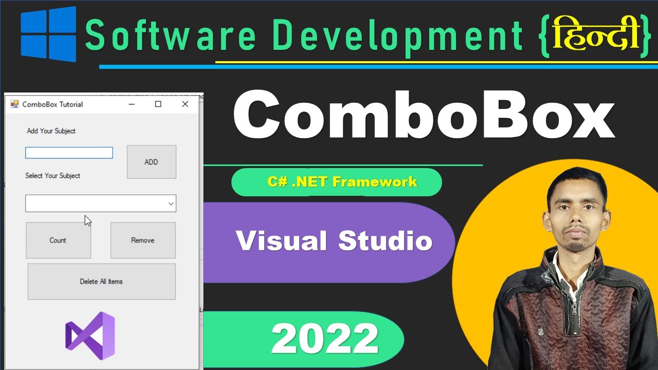 How to Implement Combo Box in Visual Studio 2022 | C# dot net Framework tutorial in Hindi | edutika