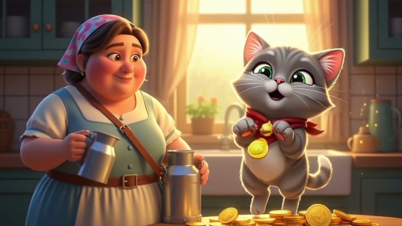 بائعة الحليب والقطة ذات القلب الذهبي | فيلم كرتون للأطفال