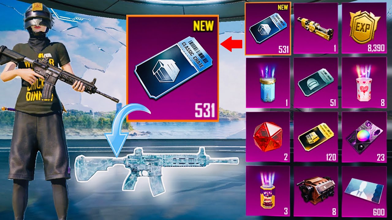 new premium crate opening pubg mobile new classic crate opening M416 glacier new supply opening❄️🩵