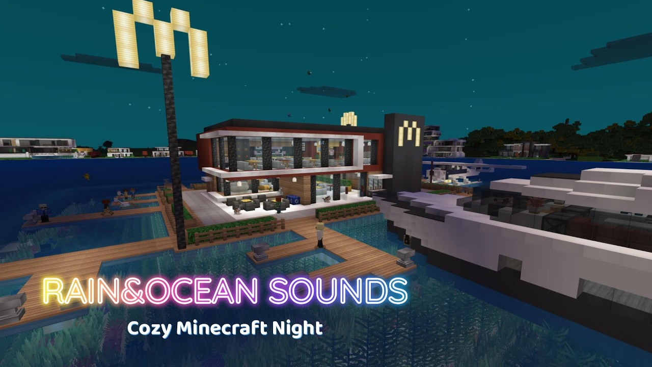 Minecraft Cozy Rain & Ocean Waves 🌧🌊 Deep Relaxation for Sleep & Focus (No Music)