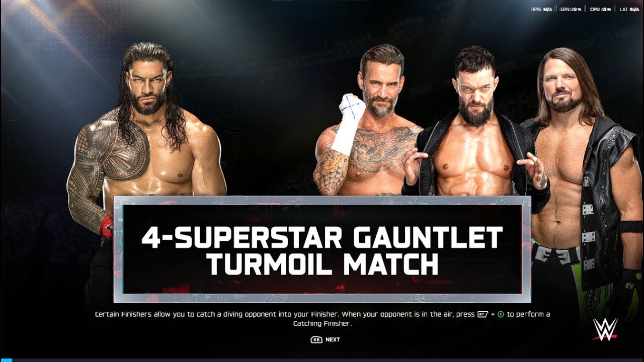 WWE 2K25 Roman Reings vs Finn Balor, CM Punk, AJ Styles  Gauntlet Turmoil match  (BloodLine)