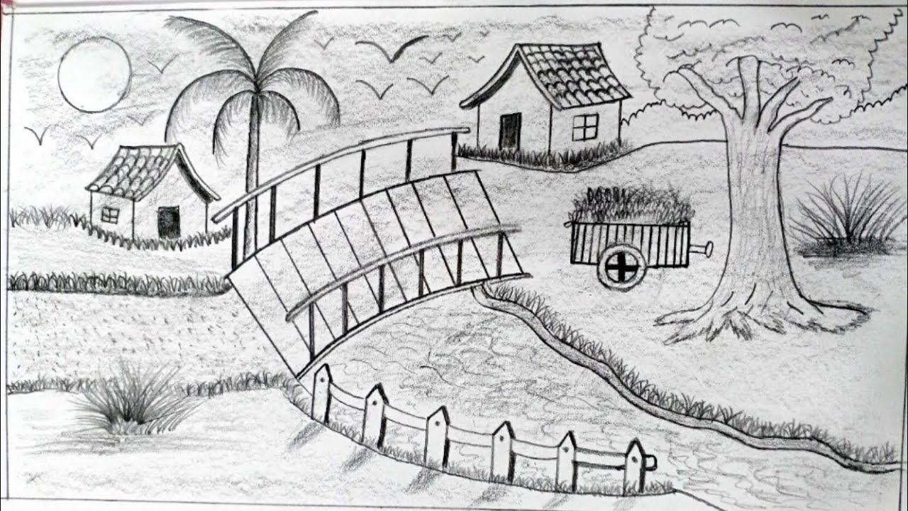 Nature Scenery Drawing | Easy For Beginners #viral #drawing #art 