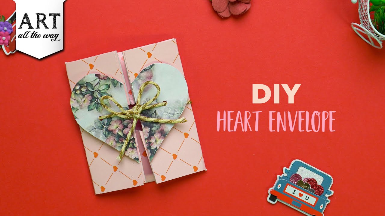 Heart shaped envelope box tutorial || Envelope box || DIY paper card gift box || @VENTUNOART
