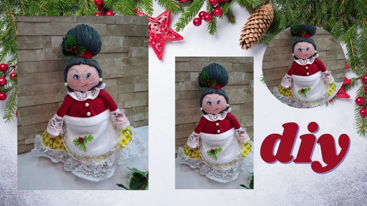 Hermosa Muñequita Señora CLAUS con Bote y Tubos de cartón reciclados / DIY para NAVIDAD 🎄☃⛄