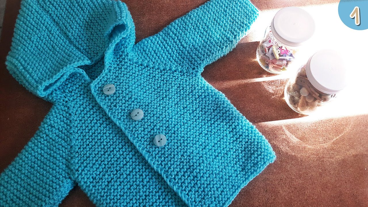 Como tejer un Saquito, abrigo, chambrita paso a paso a dos agujas, palitos o tricot bebe. Parte 1/2