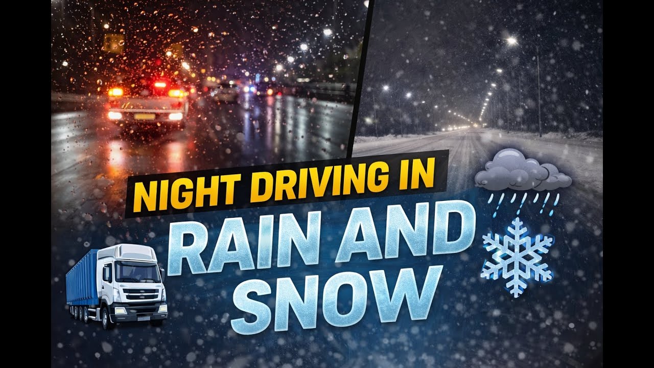 EUROPE Night driving in rain and snow