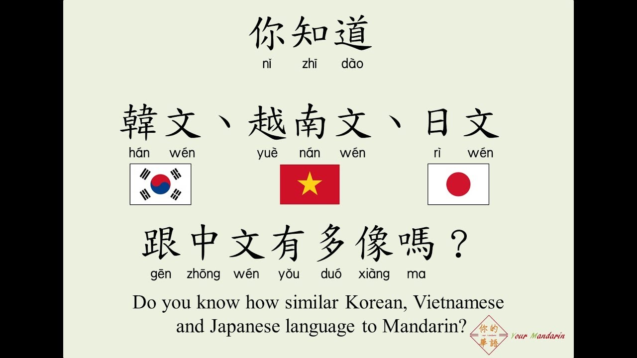 Korean, Vietnamese and Japanese language are so similar to Mandarin(原來韓文、越南文、日文跟中文這麼像)