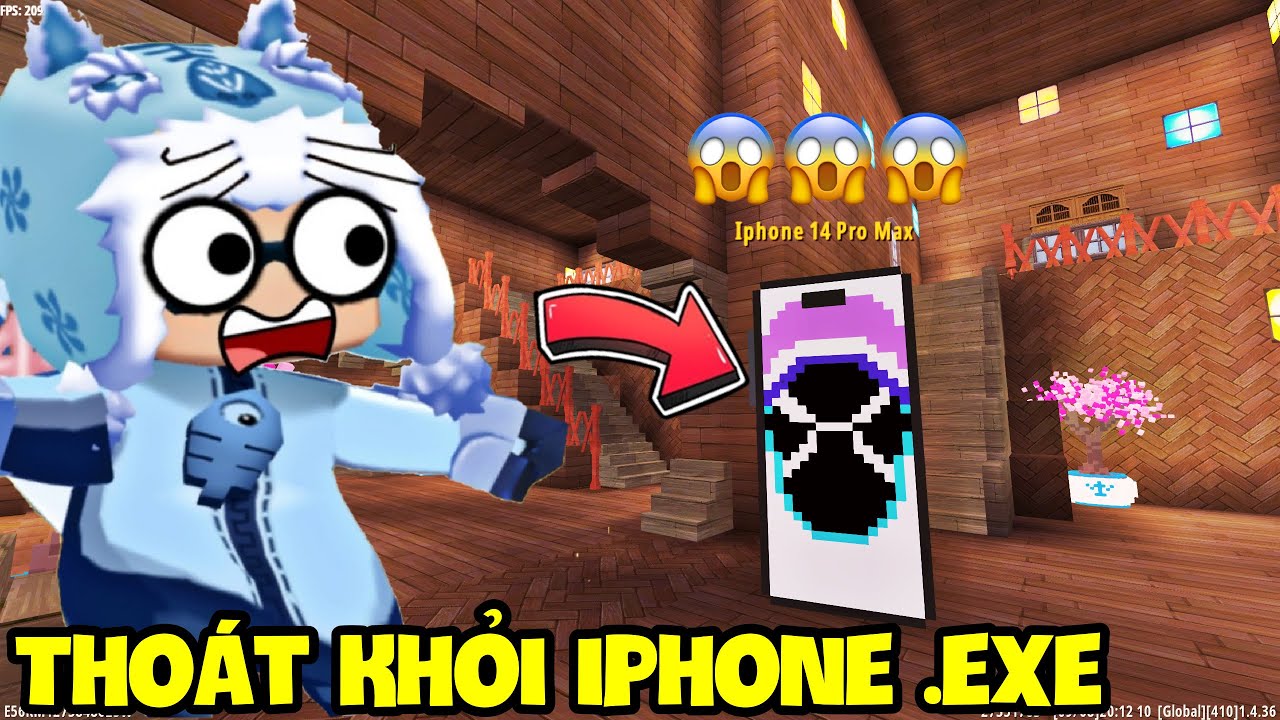 THỬ THÁCH GIẢI MÃ THOÁT KHỎI IPHONE EXE TỨC GIẬN TRONG CĂN PHÒNG MINI WORLD | MEOWPEO MINI GAME