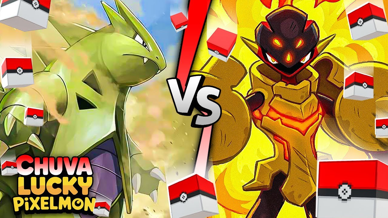 Minecraft CHUVA LUCKY PIXELMON - TYRANITAR vs ARMAROUGE ! BATALHA INACREDITÁVEL