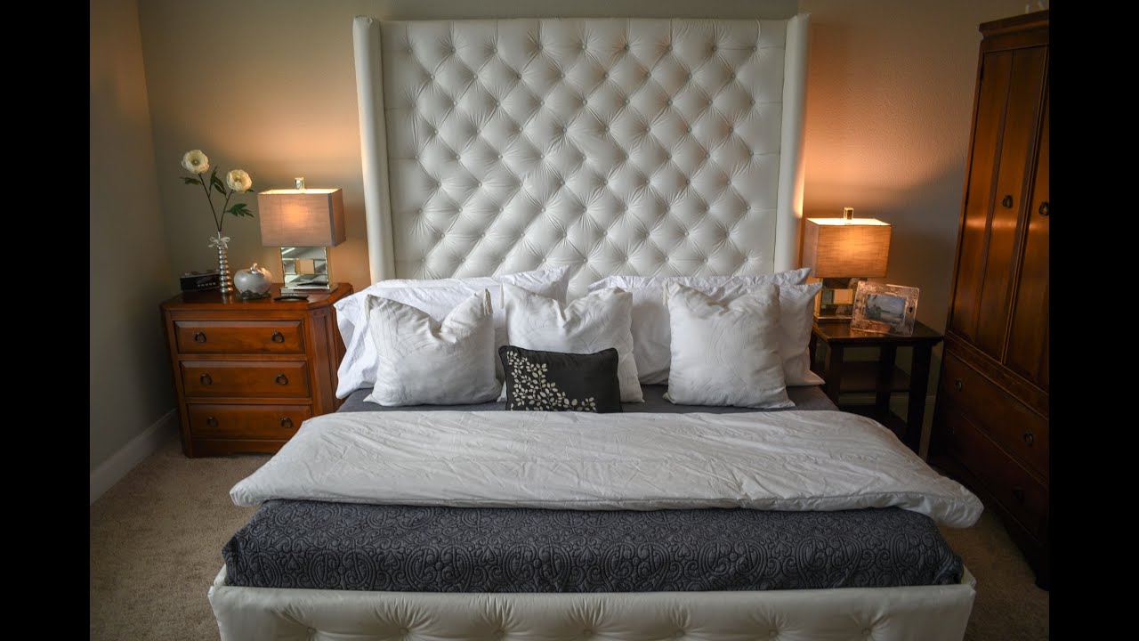 DIY Tufted King Bed with Tall Headboard