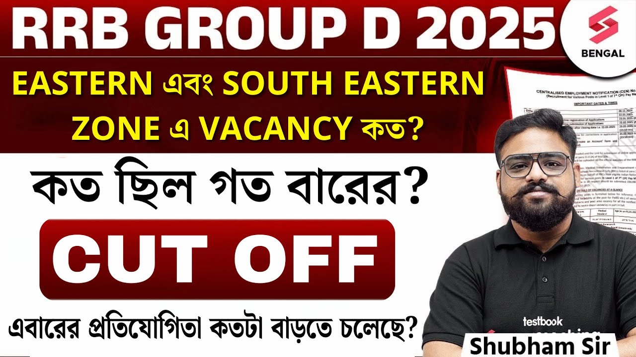 RRB Group D 2025 | Eastern এবং South Eastern Zone এ Vacancy কত? Previous Year Cut Off? | Shubham Sir