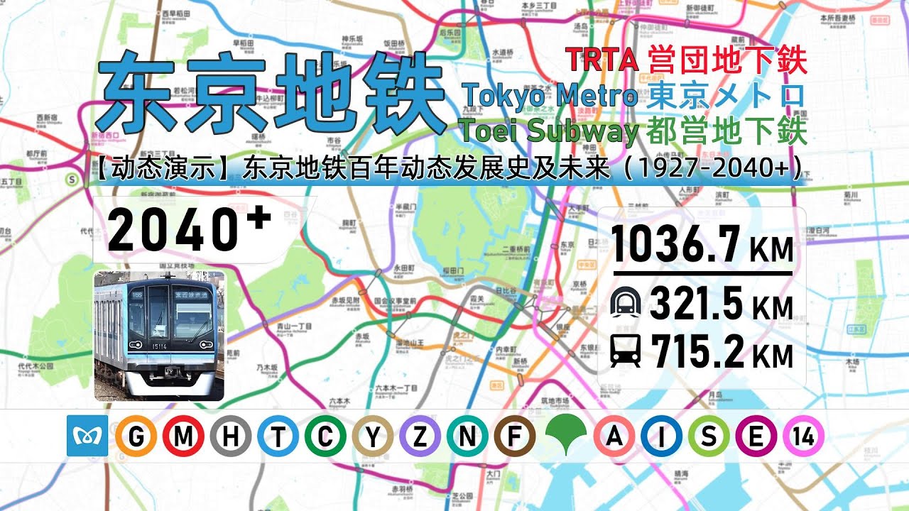 Evolution of the Tokyo Metro System 东京地铁百年动态发展史 (1927-2040+)