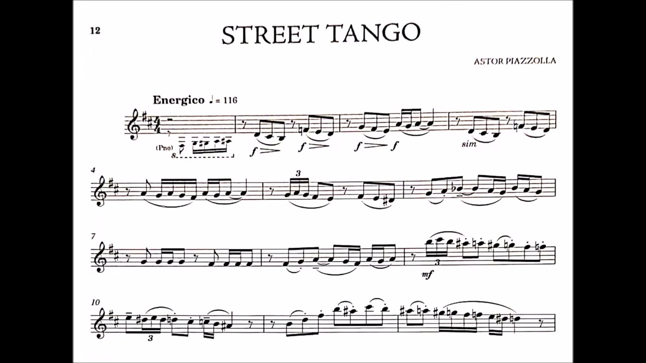 Astor Piazzolla Street Tango Clarinet Score