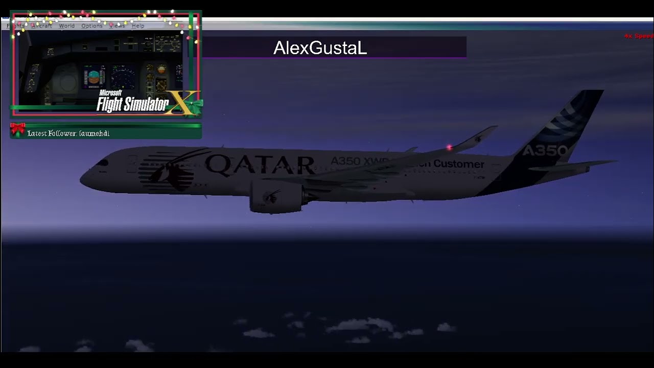 FSX Aterrizaje nocturno Madrid LEMD, salida de XPL, griposo y a 4x de velocidad para hacelo completo
