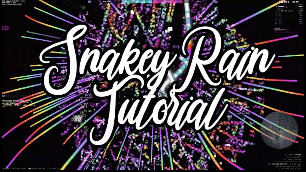 Snakeyrain Tutorial no3 - More details - Bot storm in Slither.io