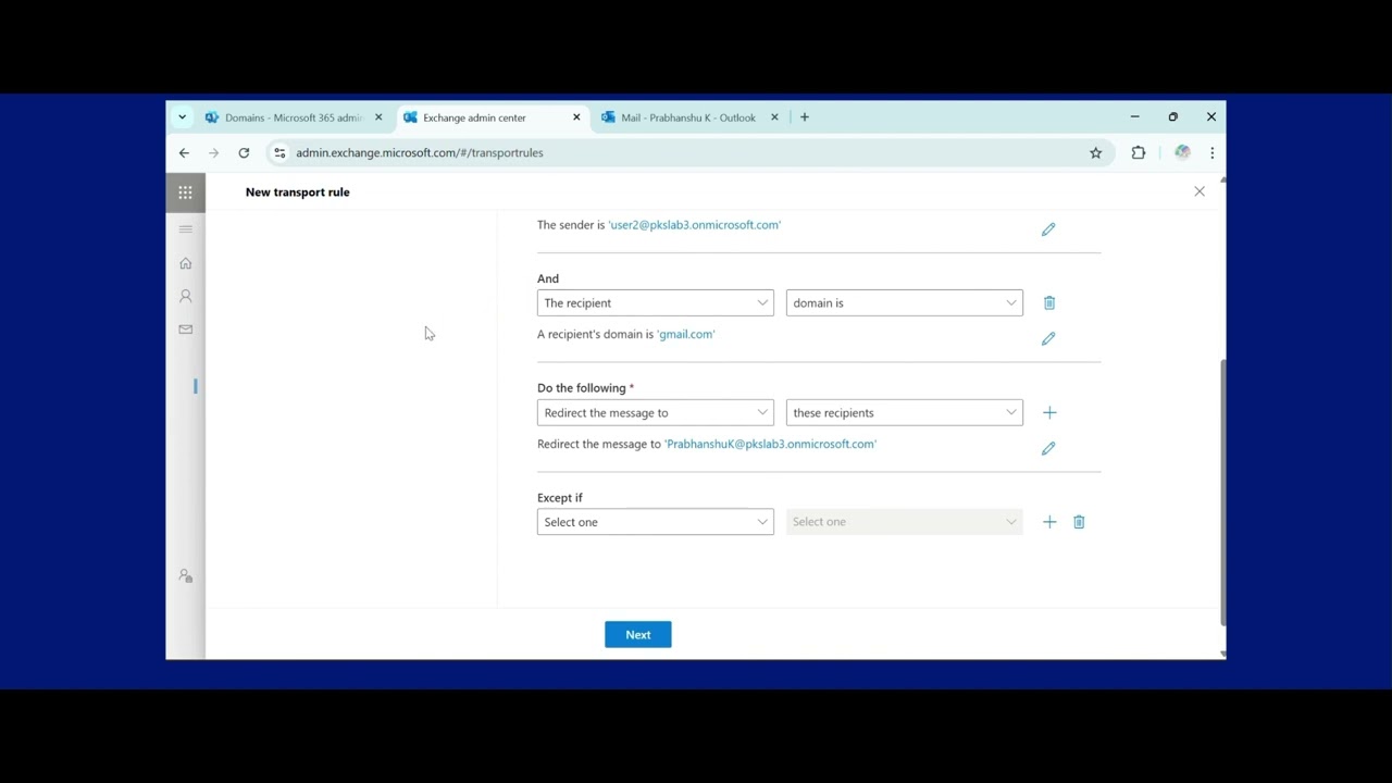 Microsoft Exchange mail flow rule