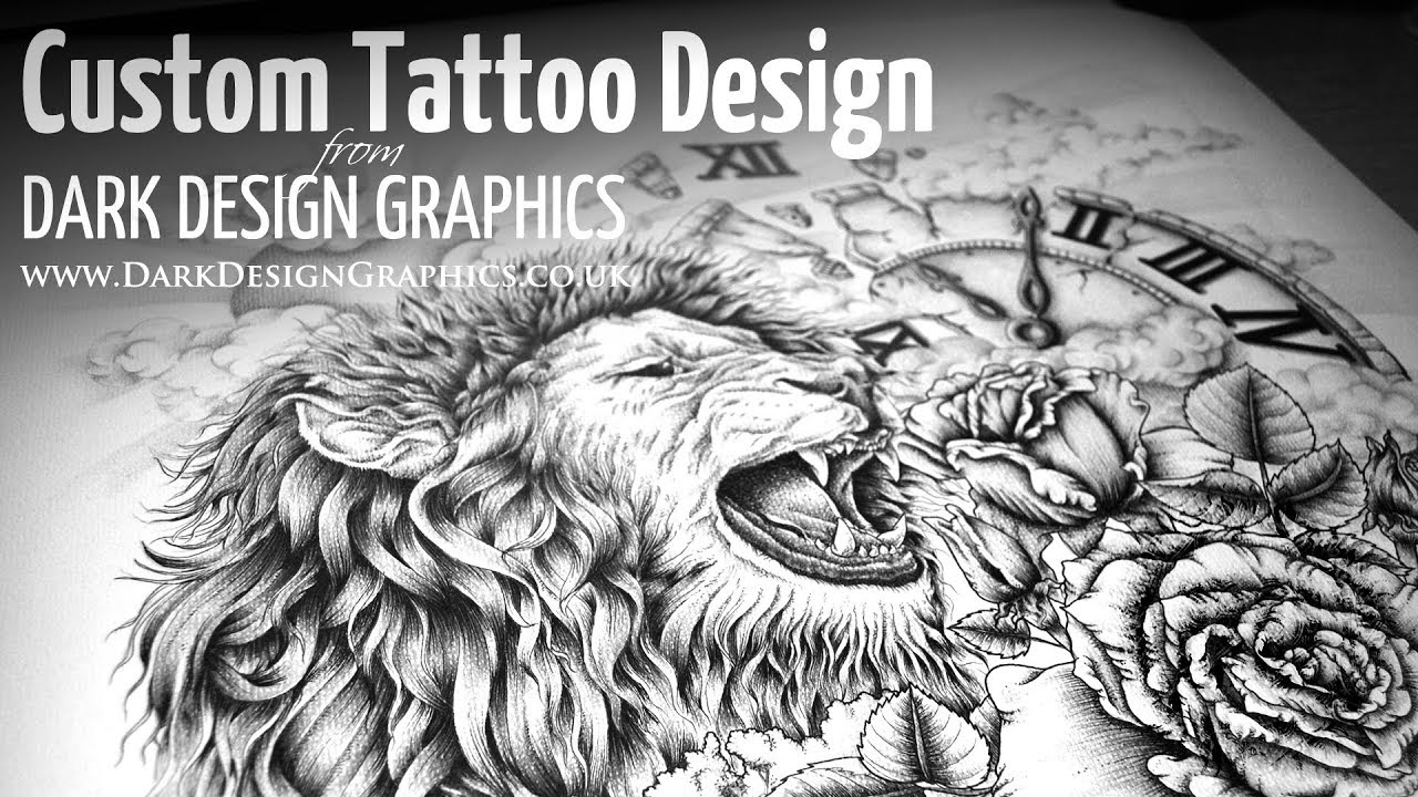 Lion, Angel and Timepiece 3/4 Sleeve - Custom Tattoo Design