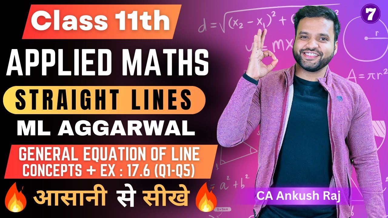 Straight lines Class 11 Applied Maths🔥| Ex:17.6 (Q1-Q5) ML Aggarwal | General Equation of Line