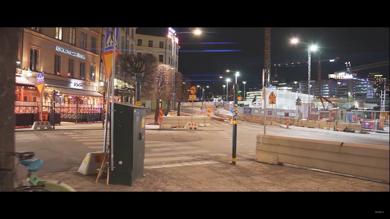Sweden, Stockholm, night walk from Norra bantorget to Slussen subway station