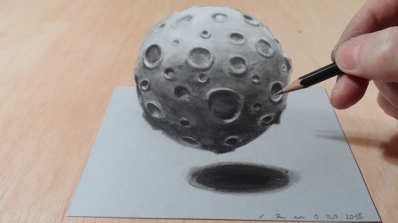 Искусство 3D рисунок, Как рисовать 3D-Луна, художественный 3D-графики