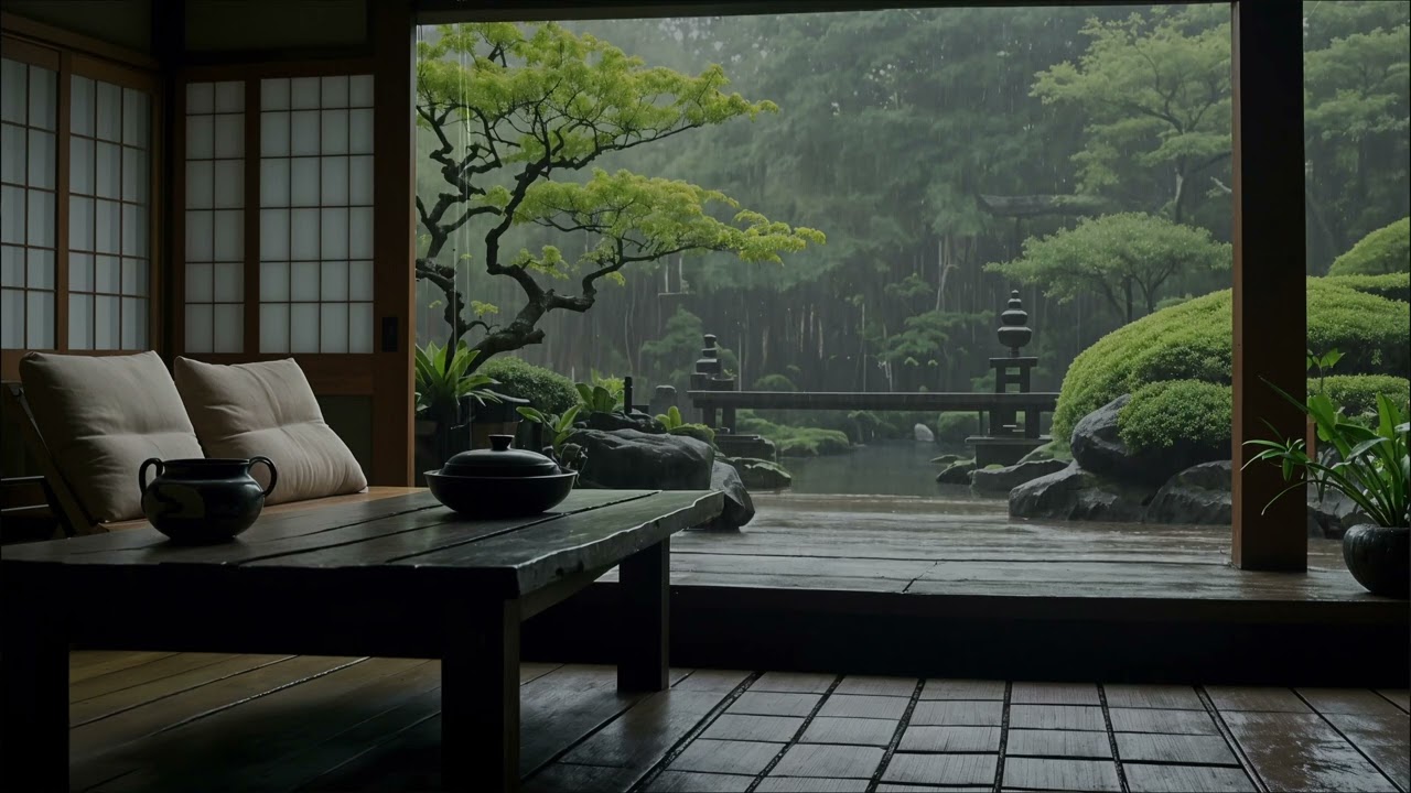 Japanese Rainy Garden Retreat 🌧️ – Sleep Ambience & Zen Relaxation