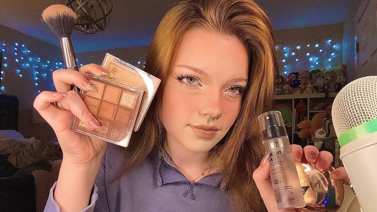 ASMR Makeup Tutorial & GRMW 🌹 | Tapping, Whisper Rambles, Brush Sounds 