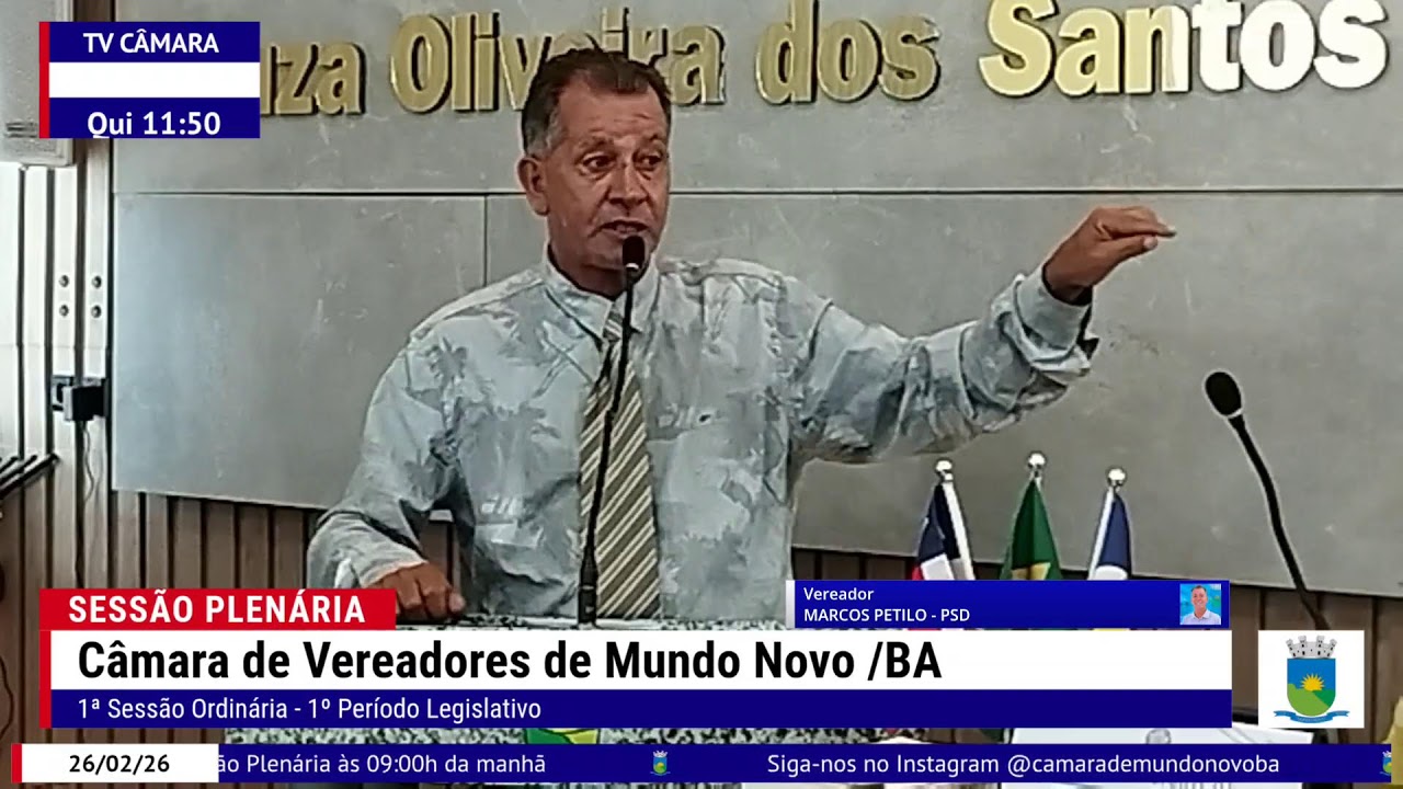 1ª SESSÃO DA CÂMARA DE VEREADORES DE MUNDO NOVO - 26/02/26