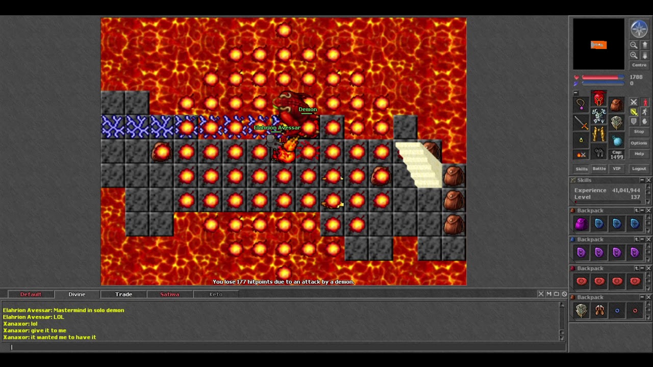 Old Tibia - ELAHRION AVESSAR EK 137 in Hero Cave hunt (Elysia 2005 7.4)