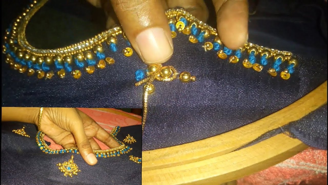 Aari work in normal needle stitch