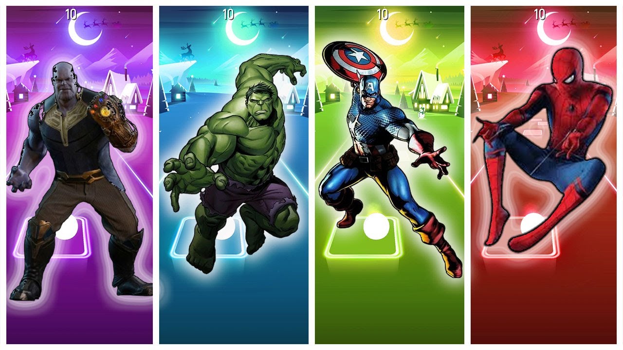 Tiles Hop - Thanos 🆚 Hulk 🆚 Captain America 🆚 Spiderman 🎯 in Tiles Hop EDM Rush🎶