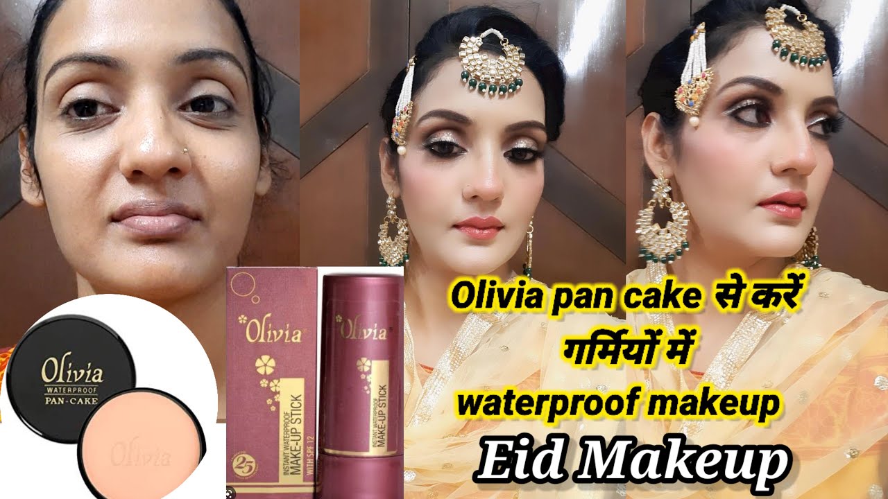 OLIVIA PAN CAKE  से करें waterproof makeup मेकअप #affordable makeup #eidmakeuptutorial #beginners .