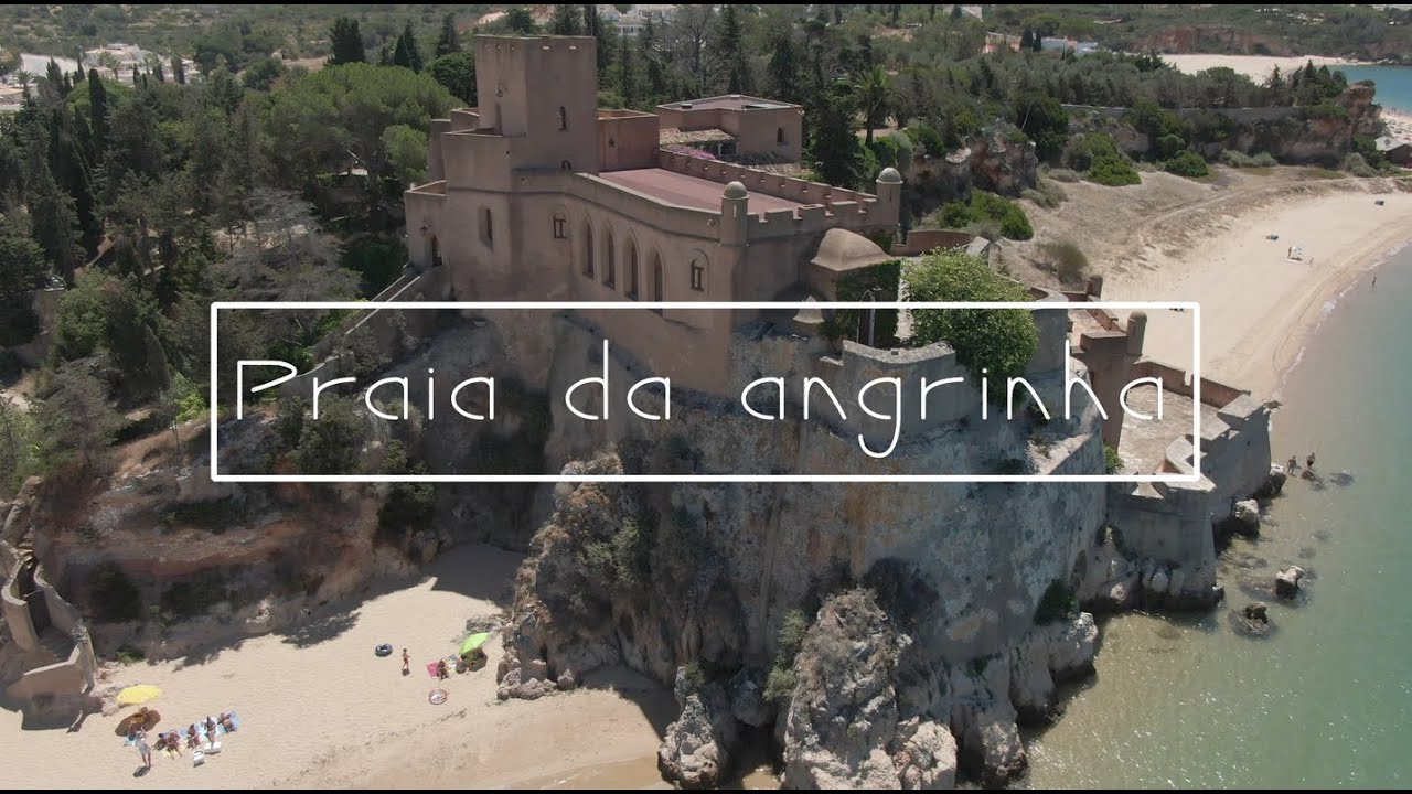 Castelo Sao Joao do Arade and Praia da Angrinha -  Portimao Lagos - Portugal by drone 4K