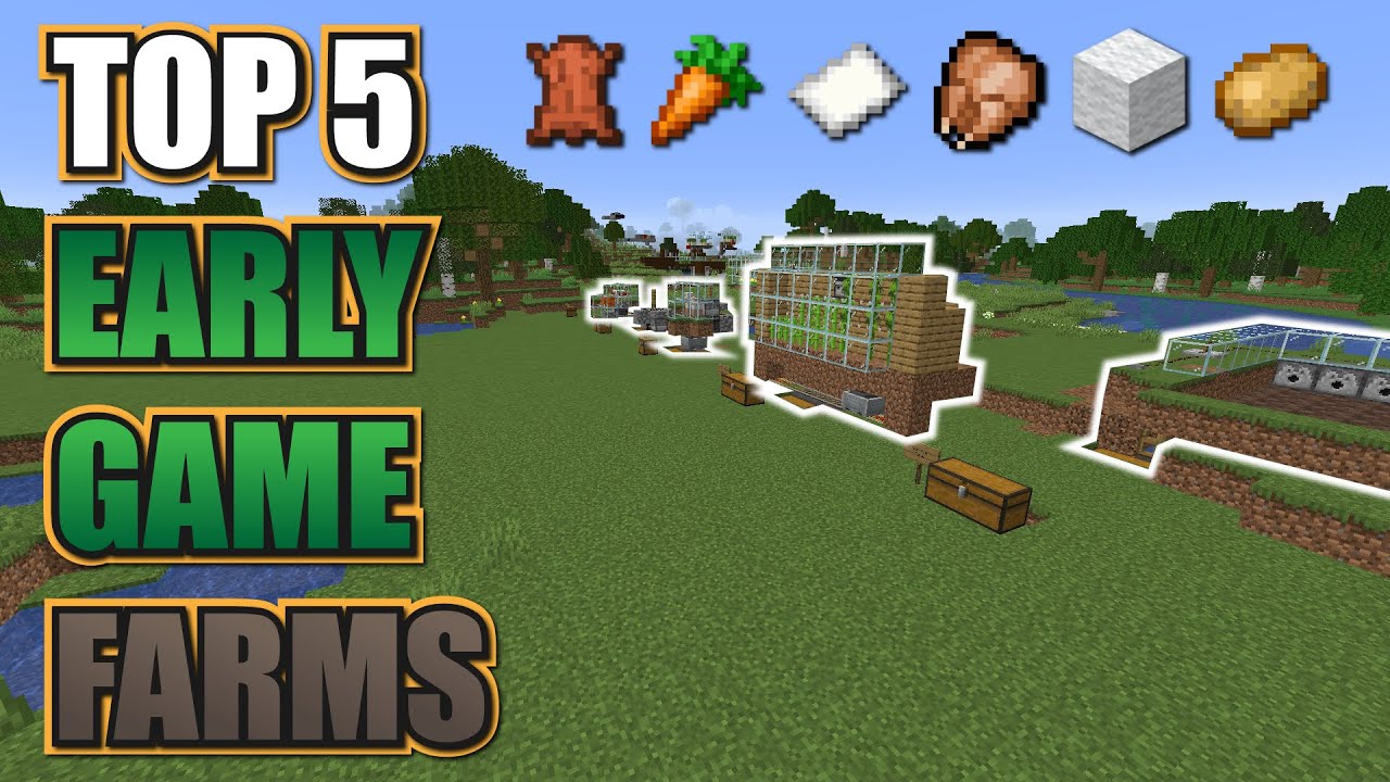 Minecraft Top 5 Early Game Farms - Easy Survival Farms (MC 1.21)