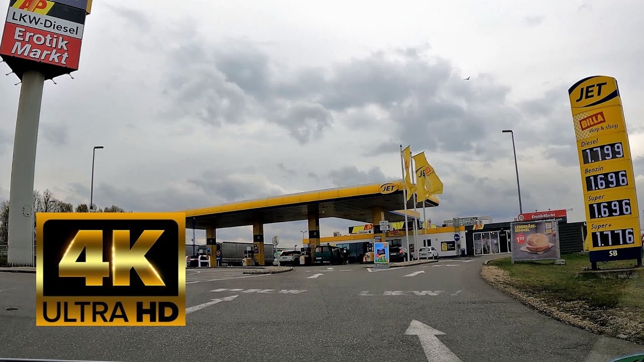 Tanken in Loosdorf, JET & OMV Tankstelle, Autobahn A1 &Ouml;sterreich - 4K