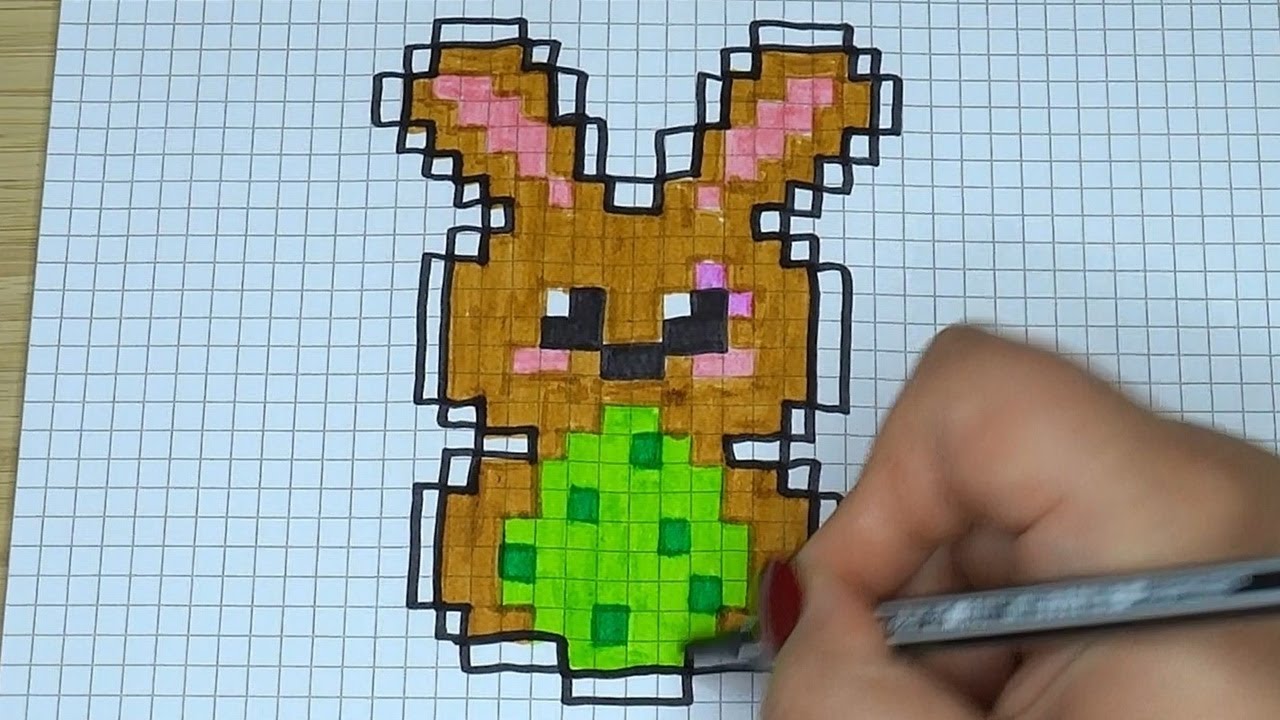 DIY Handmade Drawing Pixel Art | How to draw a cute Easter Bunny | Easy Rabbit Draw with Me