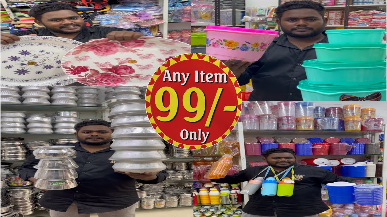 Hyderabad big😱 ₹99 home needs 10,000+ variety showroom in Mehdipatnam Dhamaka sale#viralvideo 🔥