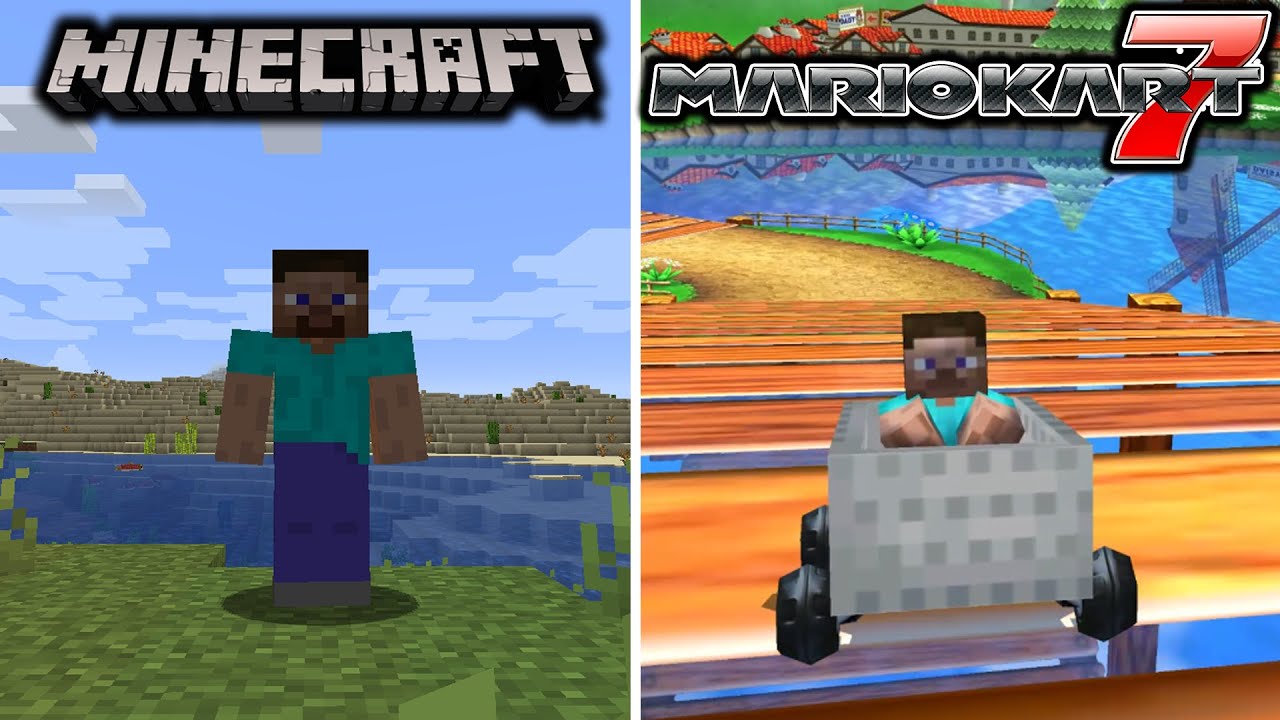Steve from Minecraft in Mario Kart 7