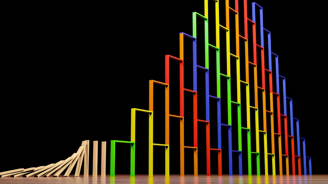 Colorful Domino Effect with Planks - Domino Simulation