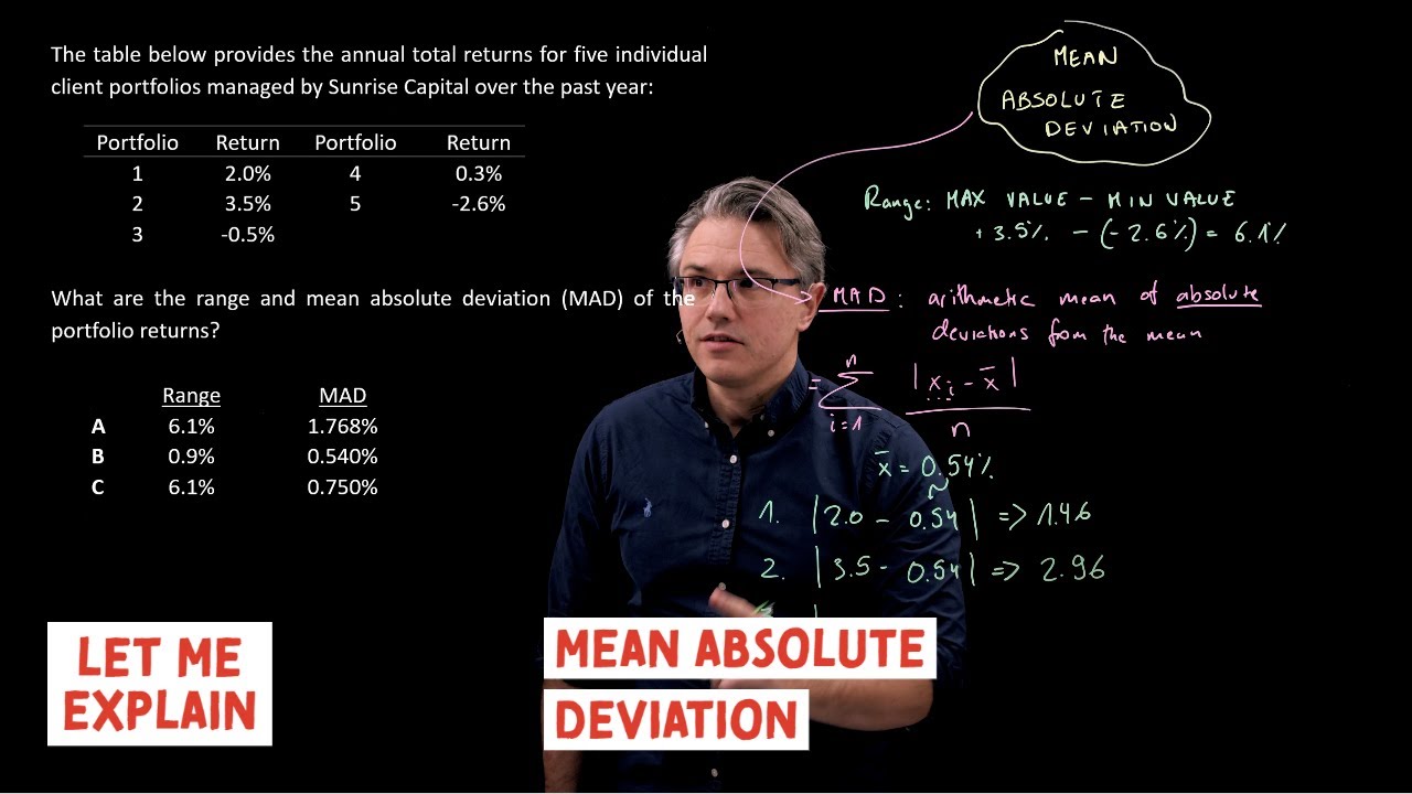 Mean Absolute Deviation (for the @CFA Level 1 exam)