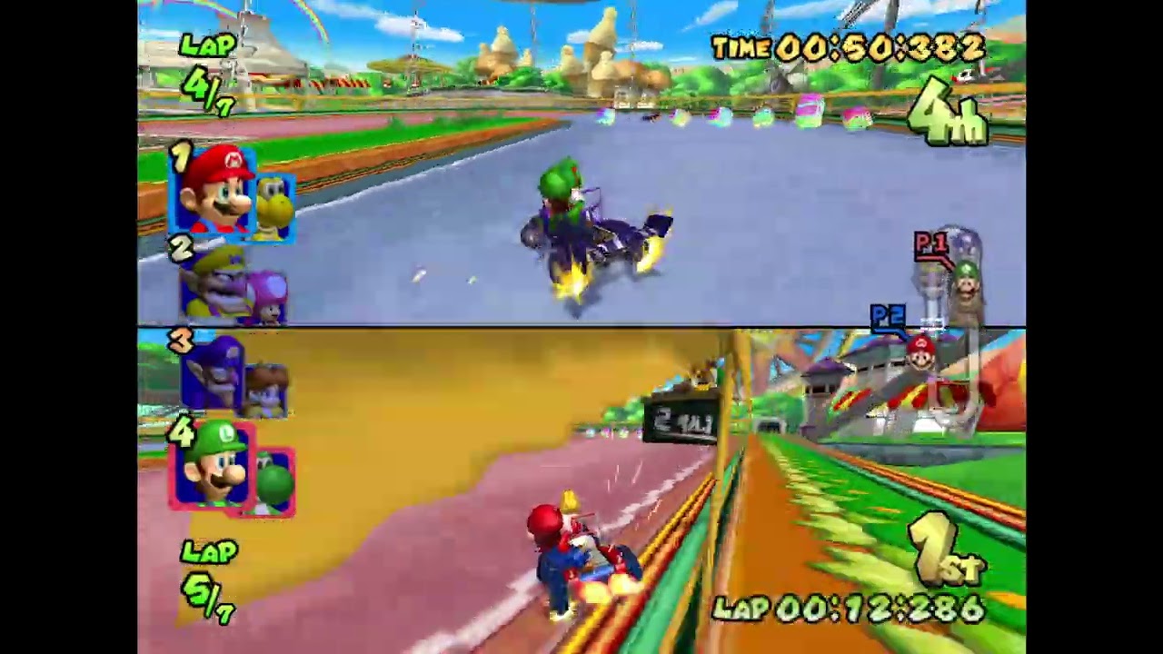 Mario Kart Double Dash: Split-Screen VS on 150cc Mushroom Cup MIRROR MODE