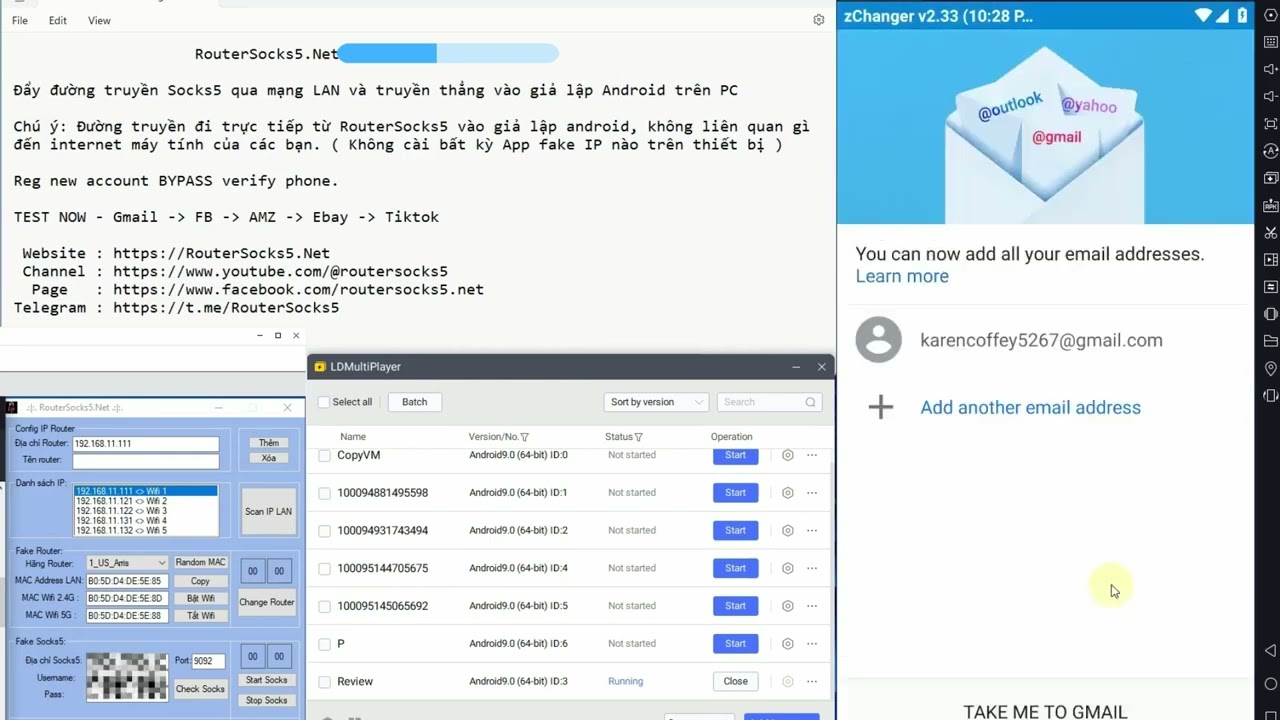 Part 3: RouterSocks5.Net vs Ldplayer ( Giả lập android tr&ecirc;n PC )-( Reg account BYPASS verify phone )
