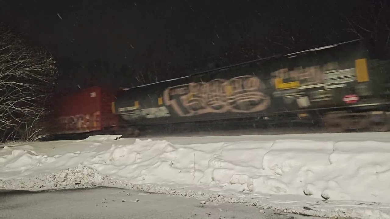 CSX M426 Freight Train in the Snow Clinton MA 