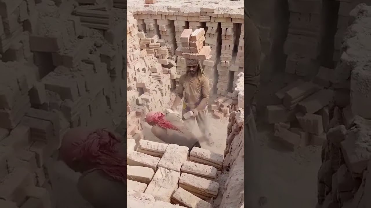 worker carrying 25 bricks on head _ fastest workers