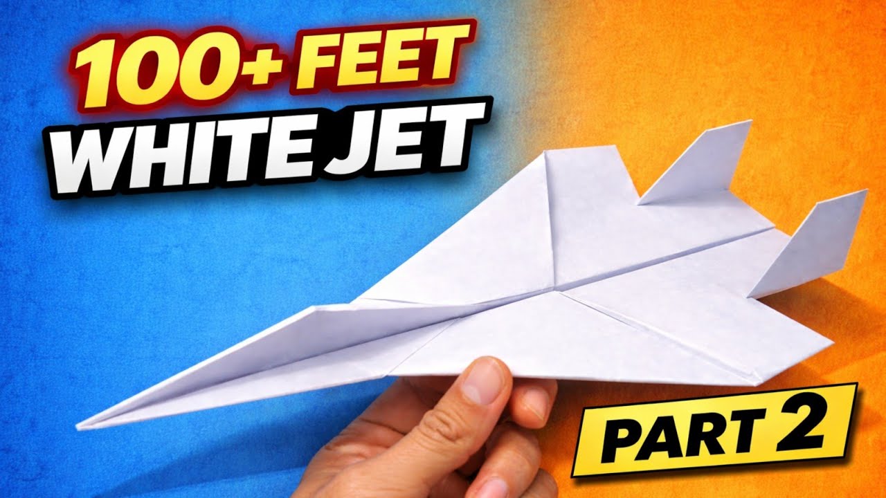 100+ Feet White Jet Paper Plane ✈️ | Part 2 New Trick That Flies Even Farther